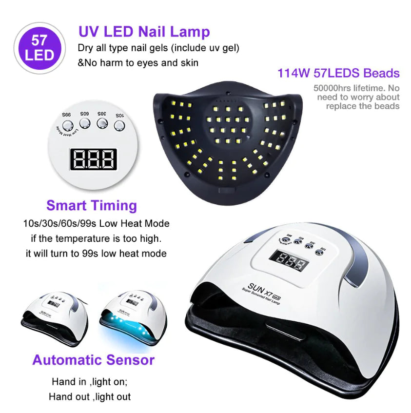 220W Nail Dryer LED Lamp UV Light Polish Gel Curing Machine Electric Manicure - Sno's Finds