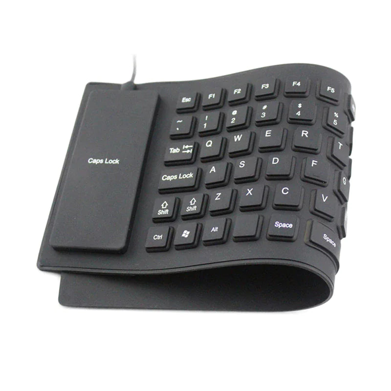 Waterproof Silicone Keyboard Foldable Flexible USB Dustproof DirtProof Full Size - Sno's Finds